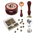 Davetiye Mum Mühürü Uygulama Seti Kahverengi 337 Zeytin Dalı