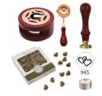 Davetiye Mum Mühürü Uygulama Seti Kahverengi 943 Çifte Kalp