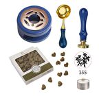 Davetiye Mum Mühürü Uygulama Seti Lacivert Renk 355 Dal Yaprak