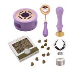 Davetiye Mum Mühürü Uygulama Seti Lavanta Renk 455 Çelenk