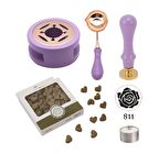 Davetiye Mum Mühürü Uygulama Seti Lavanta Renk 811 Gül Desen