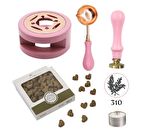 Davetiye Mum Mühürü Uygulama Seti Yavruağzı Renk 310 Botanik Desen