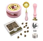 Davetiye Mum Mühürü Uygulama Seti Pembe Renk 310 Botanik Desen