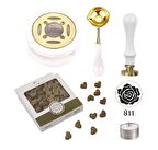 Davetiye Mum Mühürü Uygulama Seti Beyaz Renk 811 Gül Desen