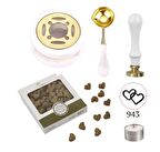 Davetiye Mum Mühürü Uygulama Seti Beyaz Renk 943 Çifte Kalp