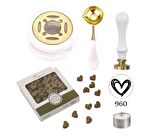 Davetiye Mum Mühürü Uygulama Seti Beyaz Renk 960 Kalp