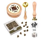 Davetiye Mum Mühürü Uygulama Seti Ahşap Rengi 355 Dal Yaprak