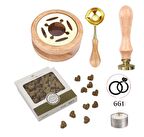 Davetiye Mum Mühürü Uygulama Seti Ahşap Rengi 661 Yüzükler