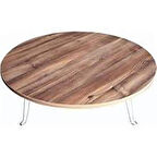 KATLANABİLİR METAL AYAKLI AHŞAP YER SOFRASI TEPSİ SİNİ KAHVERENGİ 100 CM