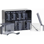 Herevin Sekizli Standlı Baharatlık Seti Gri