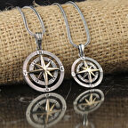 925 AYAR GÜMÜŞ Erkek Kadın ÇİFT PUSULA KOLYE