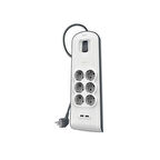Belkin BSV604VF2M-V2 6'lı 2M Akım Koruma Priz+2x USB-A