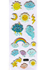 Sticker Kabartmalı Sticker Defter Planlayıcı Etiket (cb526) 16x7 cm- Yağmur Güneş Yıldırım
