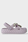 Kadın Hafif Kaymaz Taban Taşlı Havuz Plaj Deniz Terliği Sandalet Lila