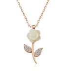 MDB 925 Ayar Gümüş Rose Beyaz Gül Kadın Gümüş Kolye