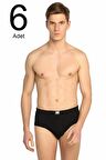 Erkek Siyah Pamuk Slip 6'lı Paket
