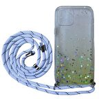 Apple iPhone 11 Pro Kılıf Simli Boyuna Asmalı İpli Kamera Korumalı Kapak