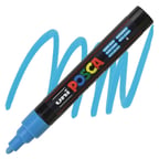 Uni-Ball Markör Boyama Kalemi Posca Su Bazlı Poster 1.8-2.5 Mm Açık Mavi Pc-5M (6 Lı Paket)