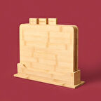 Piero 3'lü Stantlı Kesme Tahtası - Açık Kahverengi - 27 cm