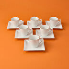 Begonvil 12 Parça Porselen Kahve Fincan Takımı - Beyaz - 80 ml