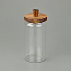 Akasya Kapaklı Kavanoz - Kahverengi / Şeffaf - 950 ml