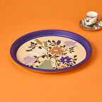 Çiçekli Tepsi - Mor - 35 cm