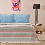 Soft Vita Tek Kişilik Pike - Ekru / Mavi - 160x230 cm