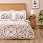 Soft Butas Çift Kişilik Nevresim Takımı - Ekru / Gri