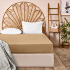 Soft Çift Kişilik Lastikli Çarşaf - Sütlü Kahverengi - 160x200 cm