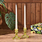 2'li Burgu Şamdan Mumu - Sedef Beyaz - 25 cm