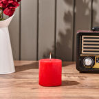 Scarlet Küçük Baton Mum - Kırmızı - 7x7 cm