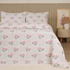 Soft Folky Çift Kişilik Pike Takımı - Beyaz / Pembe