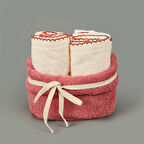 Soft Lina 4'lü Havlu Seti - Ekru / Gülkurusu - 30x40 cm