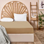 Soft Çift Kişilik Lastikli Çarşaf - Sütlü Kahverengi - 180x200 cm