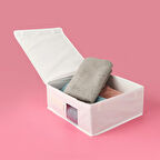 Home PVC Detaylı Hurç - Beyaz - 38x33x15 cm