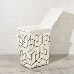 Çizgili Mutfak Çöp Kovası - Beyaz / Siyah - 20 lt