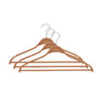 3'lü Ahşap Görünümlü Elbise Askısı