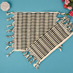 Soft Greta 2'li Havlu Seti - Ekru / Siyah - 30x30 cm