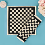 Soft Elena 2'li Havlu Seti - Ekru / Siyah - 30x30 cm