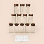 Akasya 12'li Baharatlık Seti - Şeffaf / Kahverengi- 120 ml
