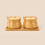 2'li Bambu Baharatlık Seti - Açık Kahverengi