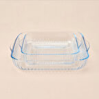 Twin 2'li Kare Cam Fırın Kabı - Şeffaf