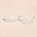 Twin Isıya Dayanıklı Oval Cam Tencere Seti - Şeffaf