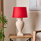 Lighting Apollon Eskitme Büyük Abajur - Kırmızı / Krem - 60 cm