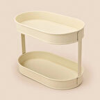 Bath 2 Katlı Oval Organizer - Krem - 32,5x19 cm