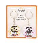 Tasarım Karım da Kocam 2'li Metal Anahtarlık Seti - Renkli - 10 cm