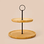 Houseware 2 Katlı Bambu Servis Tabağı - Açık Kahverengi - 21 cm