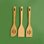3'lü Bambu Spatula Seti - Krem