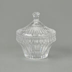 Çizgili Desen Cam Kristal Şekerlik - Şeffaf - 7 cm