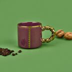 Gold Kulplu Porselen Kupa - Asorti - 420 ml